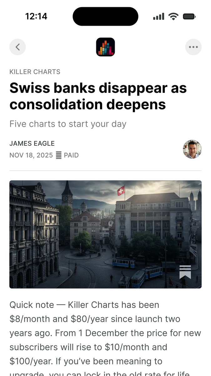 Switzerland once had more than 450 banks. Today fewer than 230 remain. Now UBS is threatening to move to the US. What’s next for Switzerland’s banking system? The centre of gravity has shifted. open.substack.com/pub/killerchar…