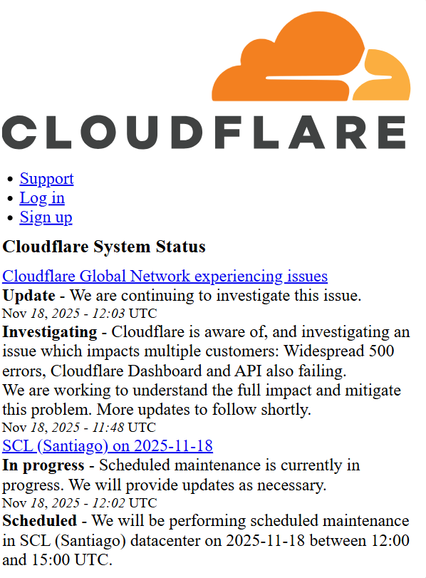 minchoi's tweet image. Cloudflare Global Network is experiencing issues