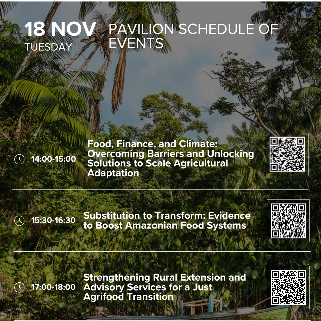 CGIAR's tweet image. 🌍 Today's events at @cop30nobrasil
🔗 Sign up for updates events.cgiar.org/cop30foodagric…