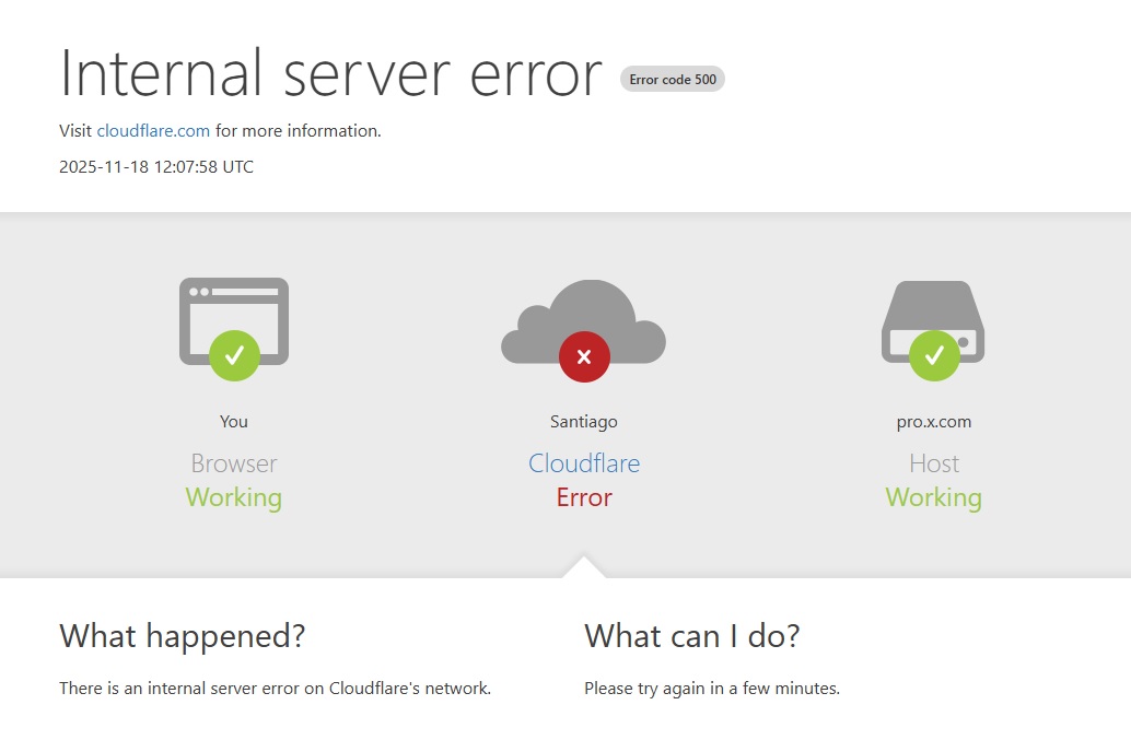 Caída masiva de servicios afecta a X, ChatGPT, League of Legends, Canva y múltiples plataformas por falla global en Cloudflare epicentrochile.com/?p=345192