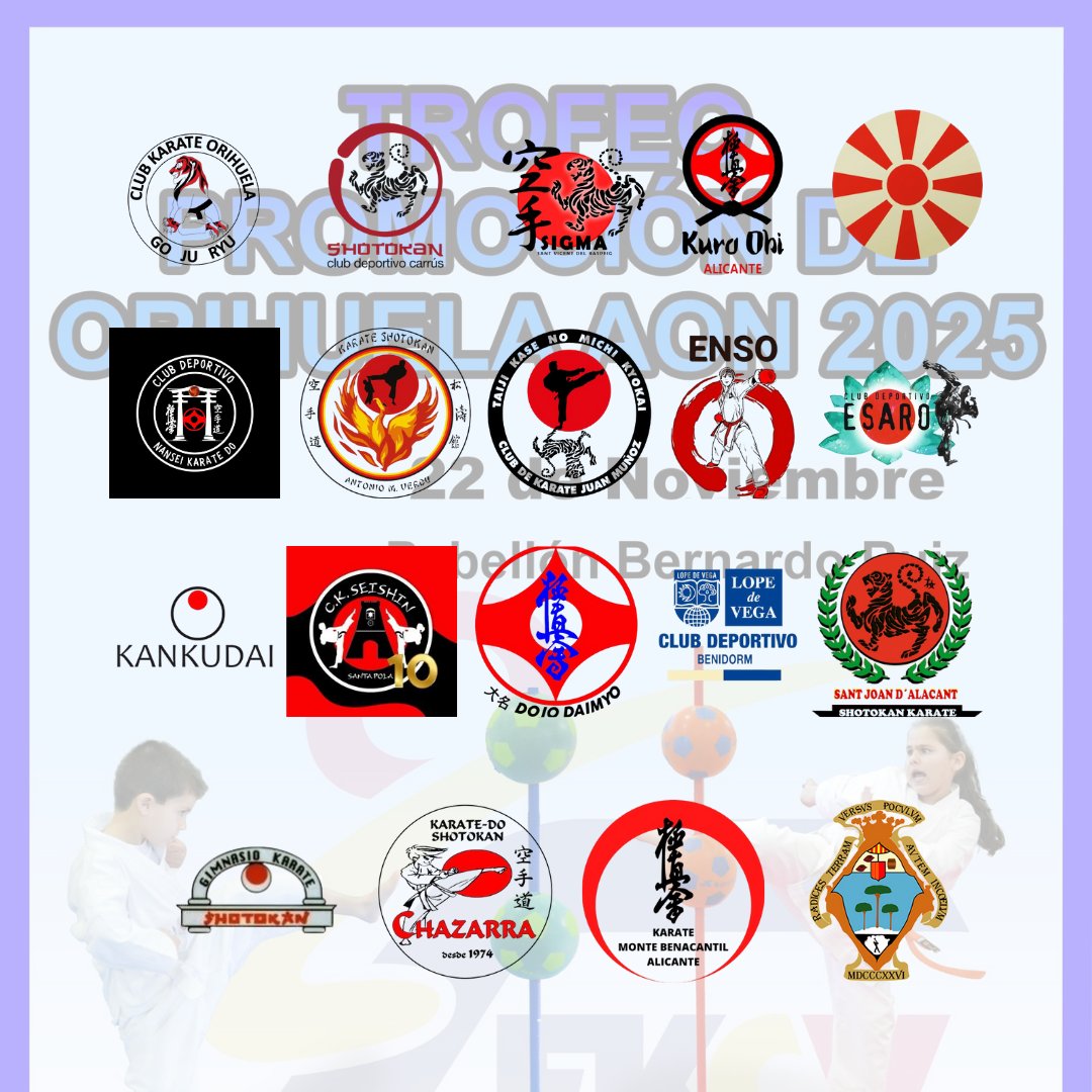 ¡El🏆𝐓𝐫𝐨𝐟𝐞𝐨 𝐏𝐫𝐨𝐦𝐨𝐜𝐢𝐨𝐧 continua en #Orihuela!

🥋𝟏𝟗𝟓 𝐣𝐨𝐯𝐞𝐧𝐞𝐬 𝐤𝐚𝐫𝐚𝐭𝐞𝐜𝐚𝐬 de🧥𝟏𝟗 𝐜𝐥𝐮𝐛𝐞𝐬 de la Comunitat participan este sábado en la segunda jornada del #TrofeoPromoción.

🗓 Sábado, 22 noviembre

🕒10 h

🏟 Pabellón Bernardo Ruiz

#SomDojo
