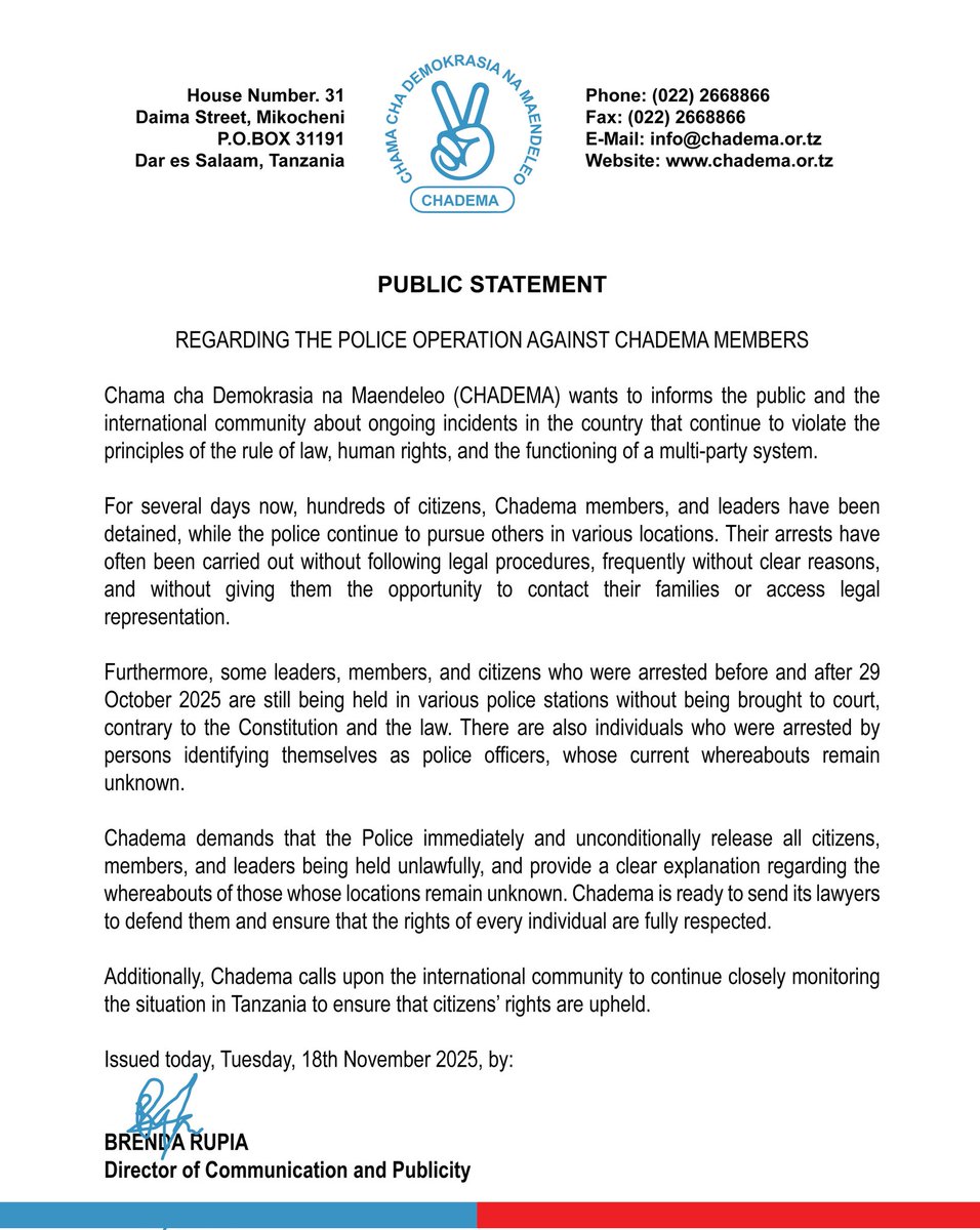 Chadema Tanzania tweet media