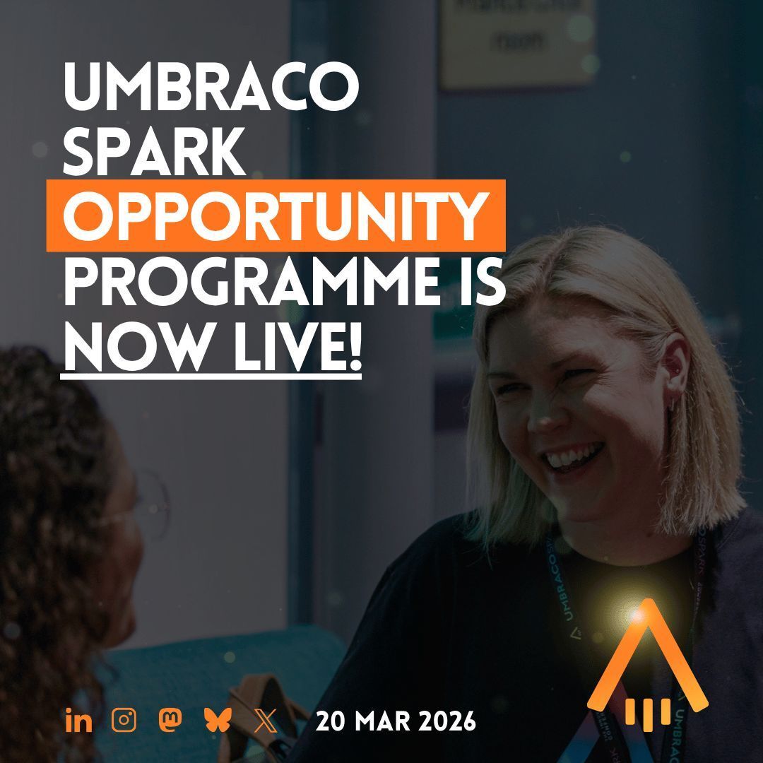 umbracospark's tweet image. 🎉 Umbraco Spark are offering FREE tickets to make the event accessible to everyone, regardless of background, gender, race or experience. 👉 Apply or nominate here: shorturl.at/YHwkj. Let&apos;s build a welcoming tech community together. 🌟 #umbracospark #iumbraco