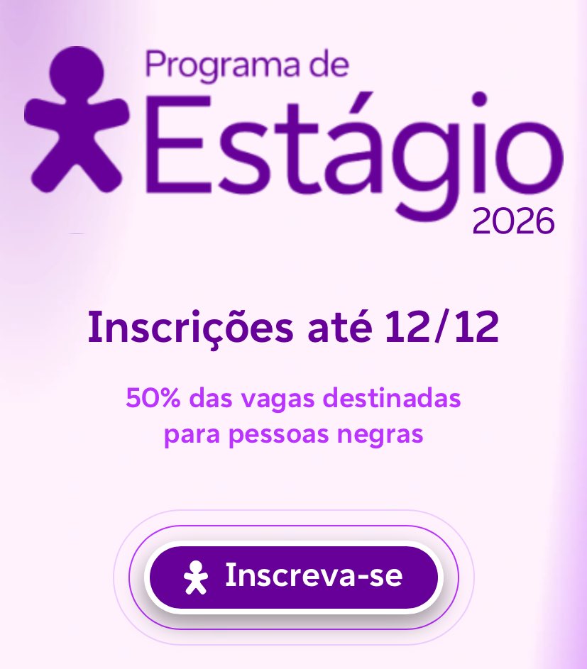 milenafsdantas's tweet image. 🧡✨ PROGRAMA DE ESTÁGIO 2026 | VIVO

📍 Modelo híbrido (diversas cidades)

✅ Requisitos:
– Disponibilidade para atuar em modelo híbrido
– Formação prevista entre Jun/2027 e Dez/2030
– Matrícula ativa em curso superior (bacharelado ou tecnólogo)
– Disponibilidade para 6h diárias…