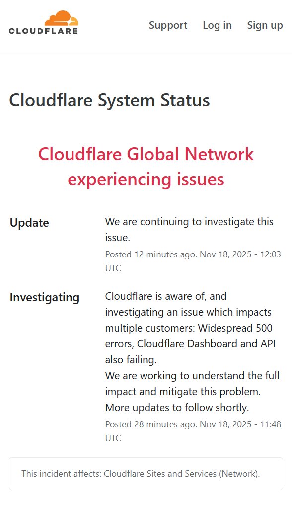 minchoi's tweet image. Cloudflare Global Network is experiencing issues