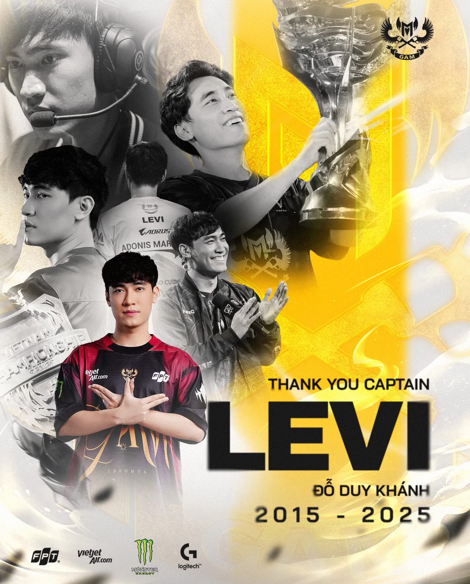 GAMesportsVN's tweet image. Thank you, Captain Levi.

A decade of heart. A decade of greatness. Once GAM, forever GAM.

#GAMTIME #ThankYouLevi #RiseAsOne