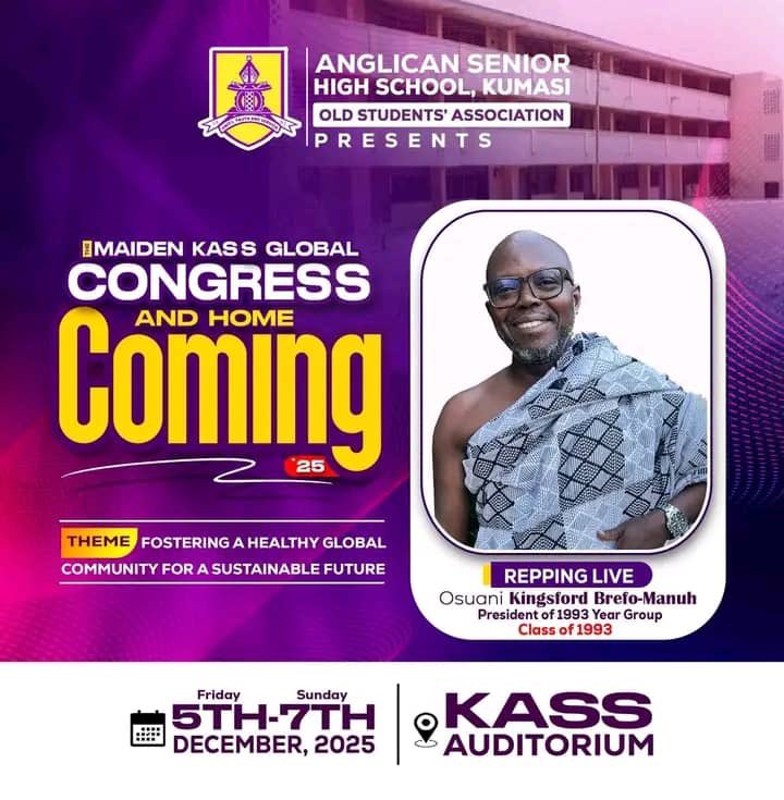 kassalumni's tweet photo. Osuani, Kingsford Brefo-Manuh, President of 1993 year group, cordially invites all Disciples, far and near, to the Maiden KASS Global Congress &amp; Homecoming 2025.
Tell a Disciple to tell another Disciple.
.
.
.
#SuperKASS #Disciples #NoSize https://t.co/rqOkVO5SCR