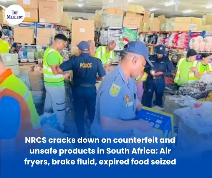 TheMercurySA's tweet photo. The NRCS is taking a strong stand against counterfeit and unsafe products in South Africa, seizing air fryers, brake fluid, and expired food. Learn more about their efforts to protect consumers! 🚫🔍
Read the full story here: https://t.co/Cghj5ByiDi
#NRCS #ConsumerSafety https://t.co/HENsnFBJpC