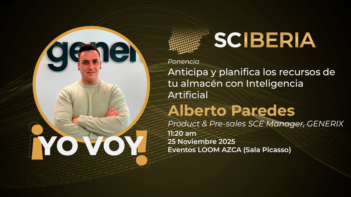 SupplyChain_IB's tweet photo. 🤖 Anticipa y planifica los recursos de tu almacén con Inteligencia Artificial
Alberto Paredes, Product &amp; Pre-sales SCE Manager en GENERIX.
🕚 11:20 h
📅 25 de noviembre de 2025
📍 LOOM AZCA (Sala Picasso), Madrid
https://t.co/v0iEO1VztD https://t.co/P5ho7QyHKT