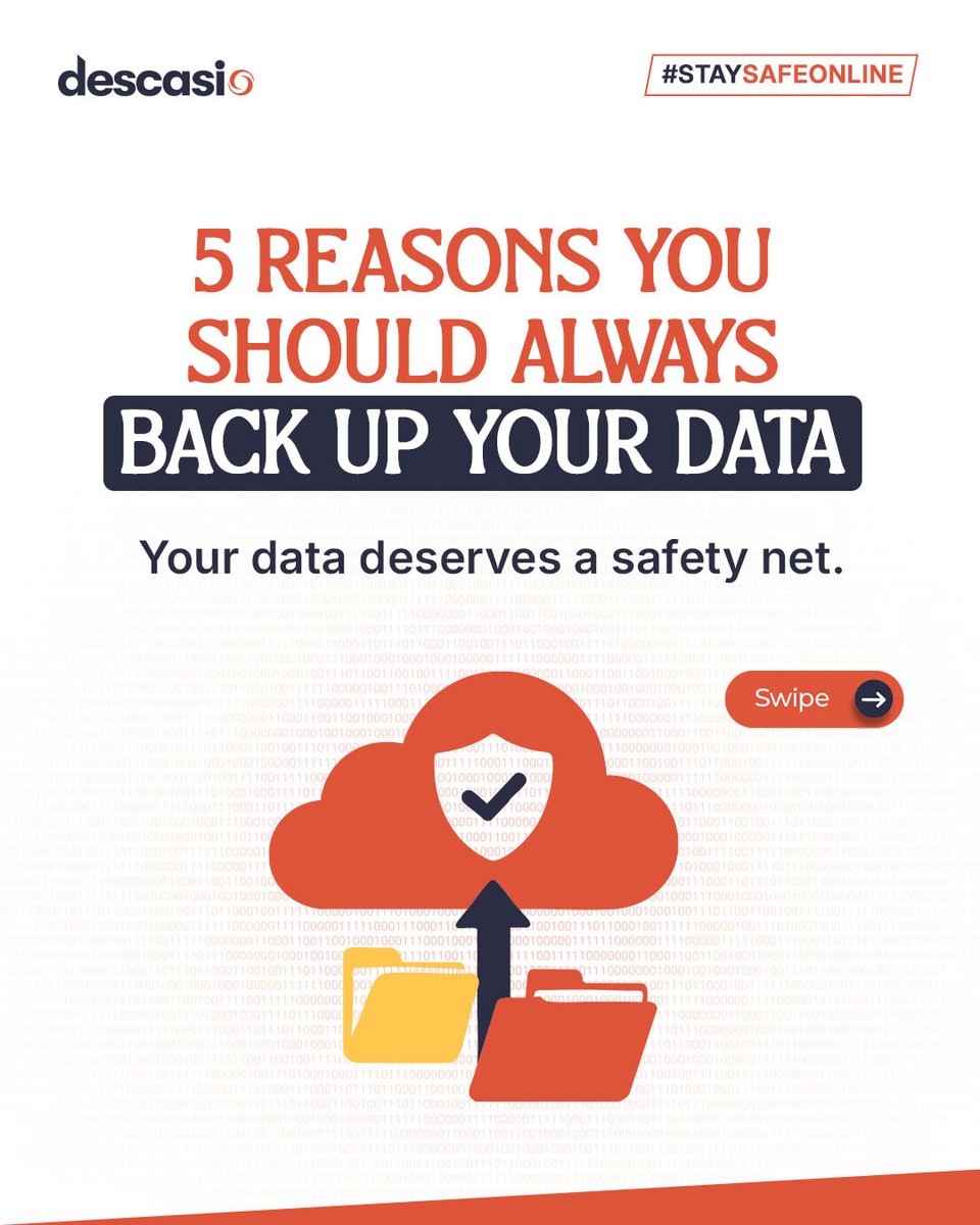 Descasiofficial's tweet image. Think your data is safe because it’s on your device? Think again! Hardware fails, hackers attack, and accidents happen. A backup ensures your valuable information is always within reach, no matter what.

➡ Swipe now and see why data backup is non-negotiable.

#CyberSecurity