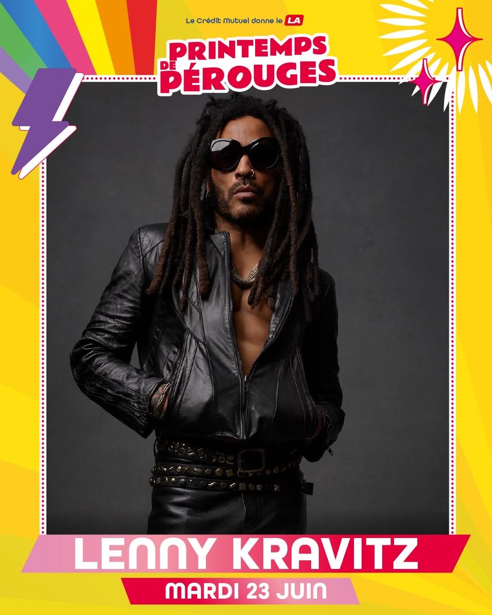 GhislainGros's tweet image. Après Théodora et JL @Aubertofficiel le Printemps de #Perouges signe une nouvelle grosse pointure avec la légende vivante du rock Lenny Kravitz qui ouvrira le festival le mardi 23 juin