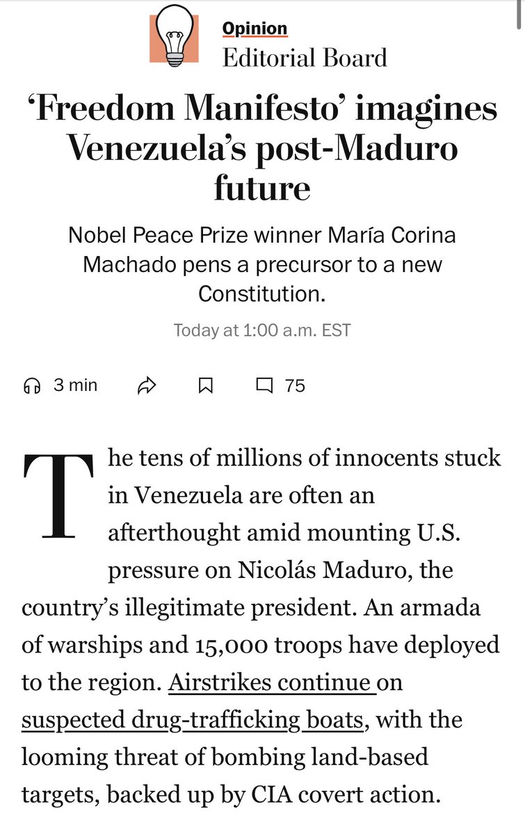 ConVzlaComando's tweet image. ‘Freedom Manifesto’ imagines Venezuela’s post-Maduro future

#Editorial @washingtonpost 

washingtonpost.com/opinions/2025/…