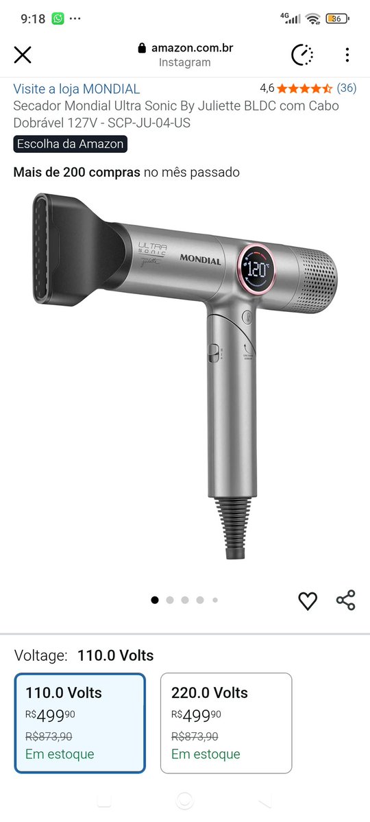 Quem quiser comprar o secador novo da Juliette , está com promoção na Amazon
