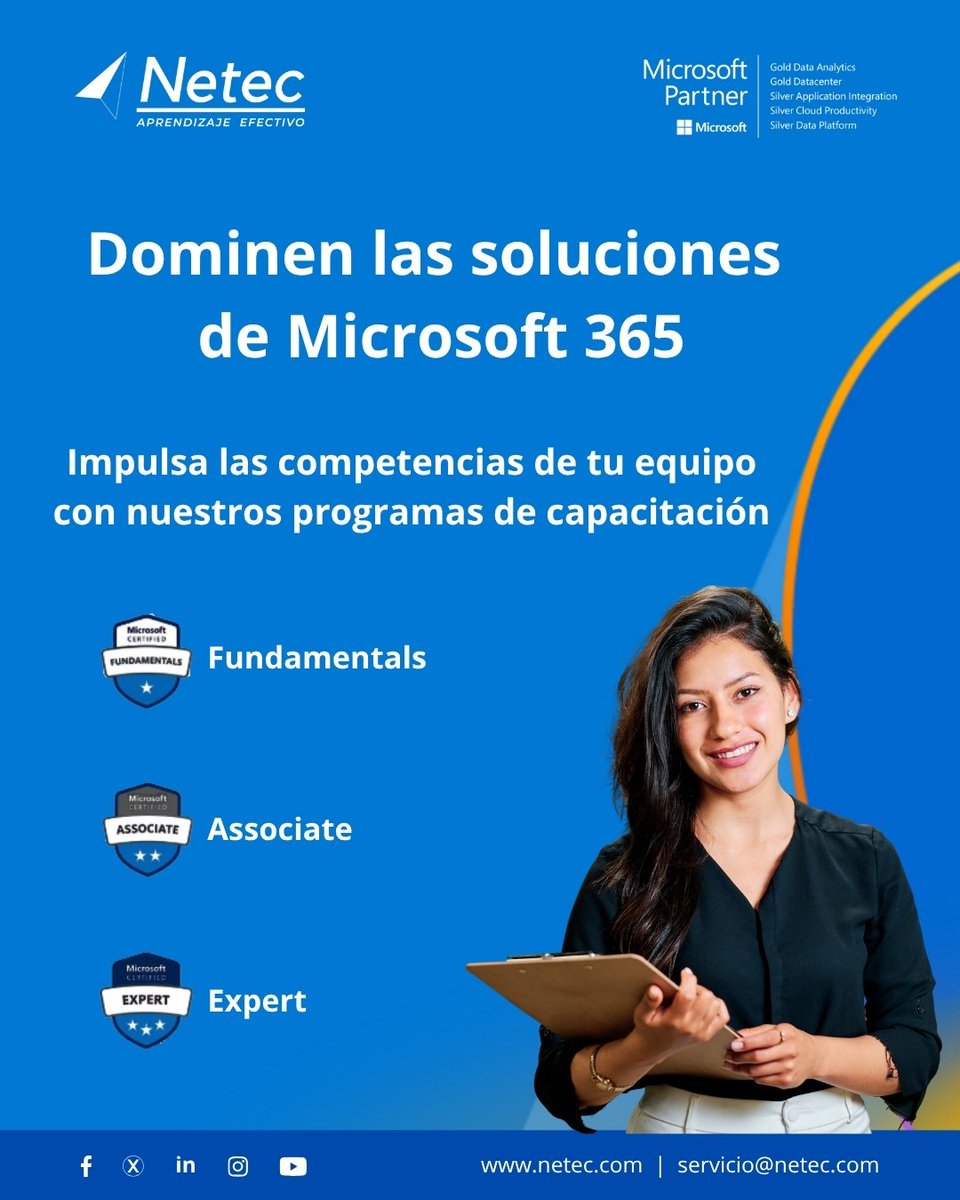 netec's tweet image. 💼 Lleva el potencial de tu organización al siguiente nivel con #Microsoft 365.

Optimiza la colaboración, incrementa la productividad y garantiza una administración eficiente de tus entornos empresariales.

🔗 Inscríbete aquí ➡️ hubs.la/Q03THqRQ0

#Netec #Microsoft365