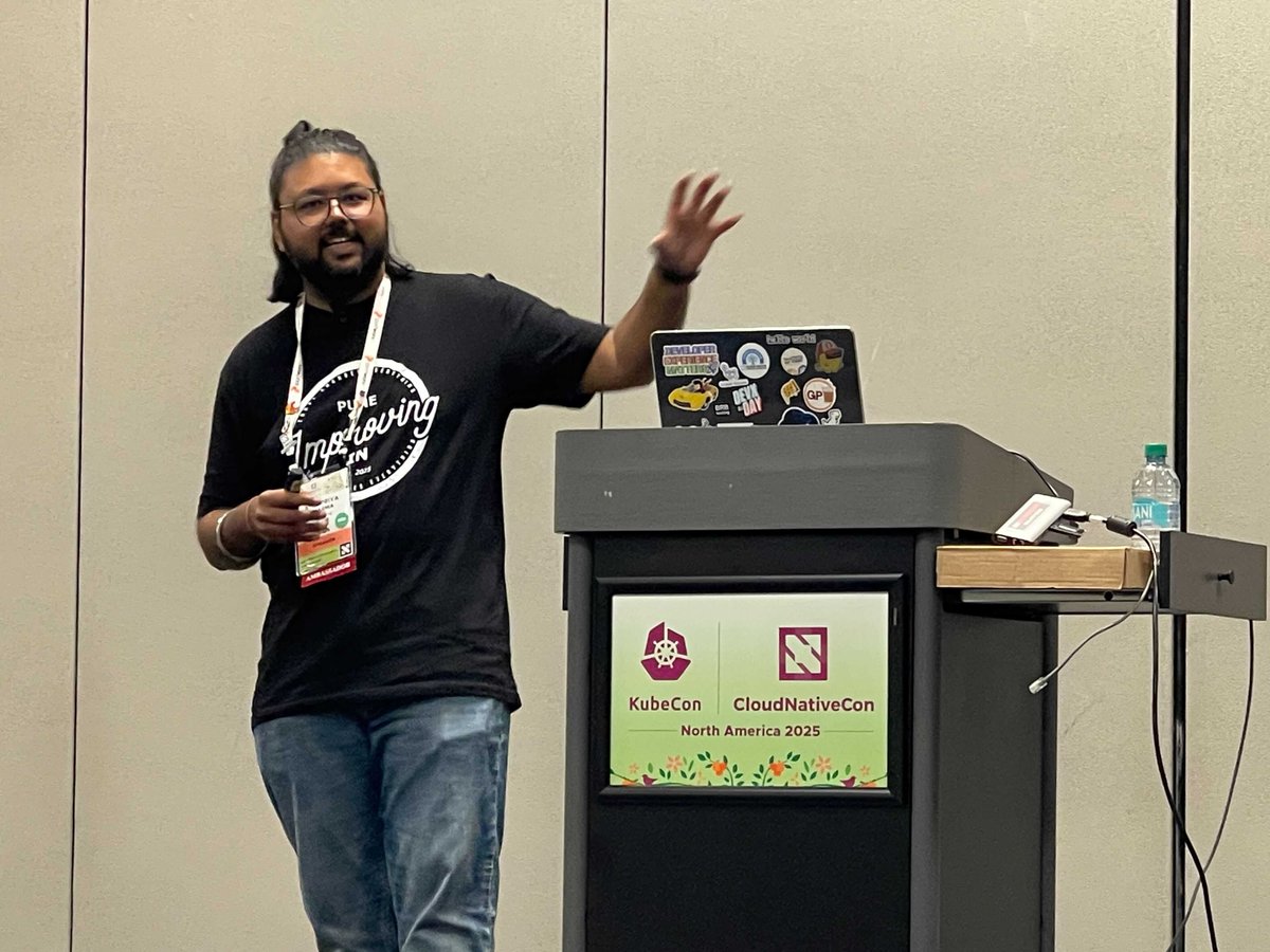 infracloudio's tweet image. What an amazing week at #KubeCon NA! 🙌

@TheTechMaharaj delivered a fantastic talk and joined the expert panel discussion on #PlatformEngineering.

Got several snaps from the stage 📷