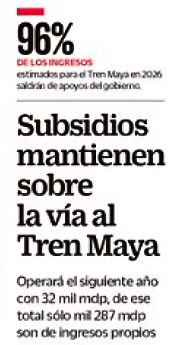 Les tengo una mala noticia..

El Tren Maya seguirá siendo un completo FRACASO.

El próximo año nuestros impuestos serán para que siga funcionando sin aportar utilidades.

Le vamos a regalar más de...
¡ 30 mil MILLONES de pesos !

Disfruten..

👇