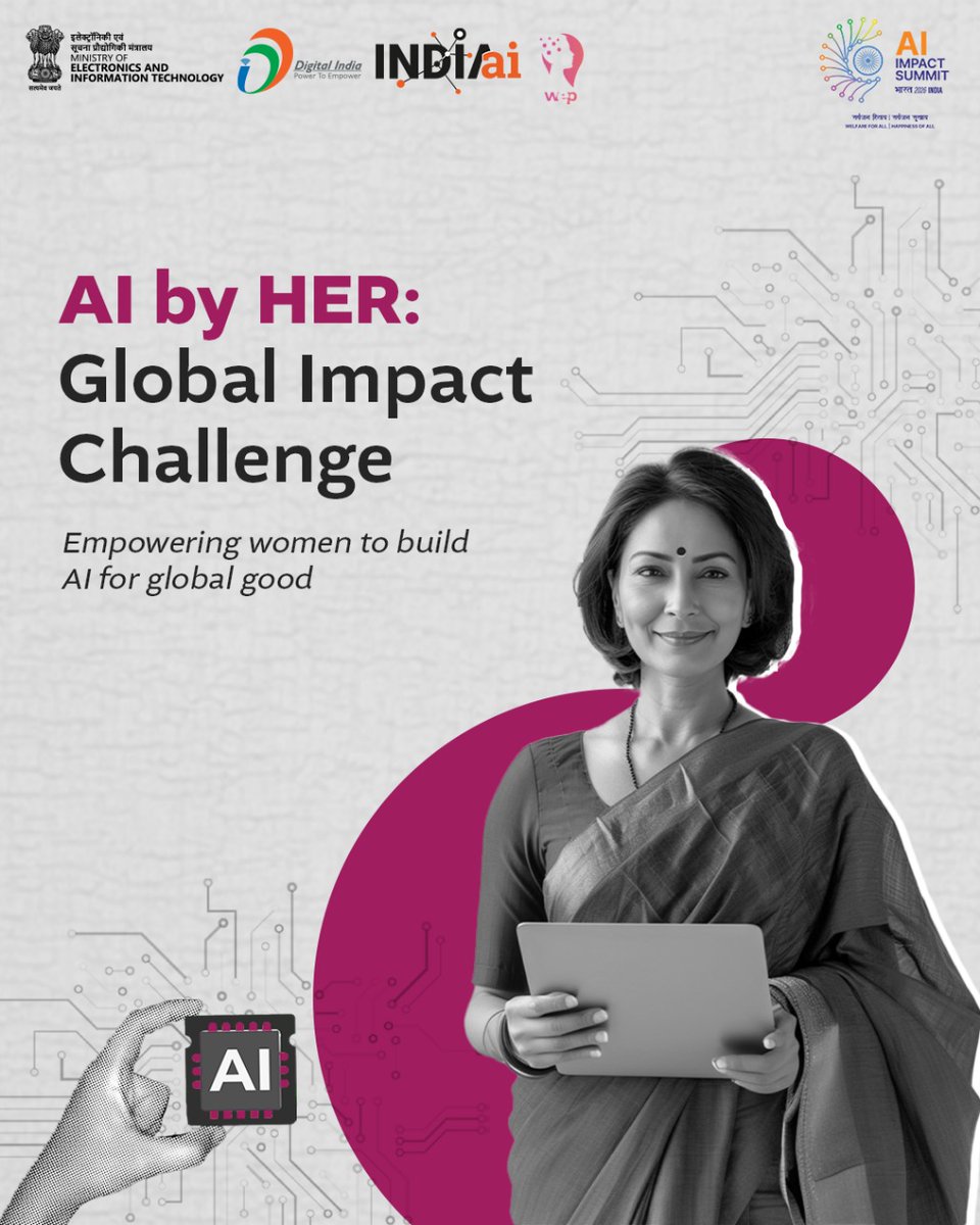womenlifthealth's tweet image. Are you a woman innovator using AI for global good? This is your opportunity to accelerate your impact!

Apply to the #AIbyHER Global Impact Challenge for a chance to win ₹2.5 Mn, receive travel grants, and join a 2-day bootcamp with global experts. Top innovators will also…