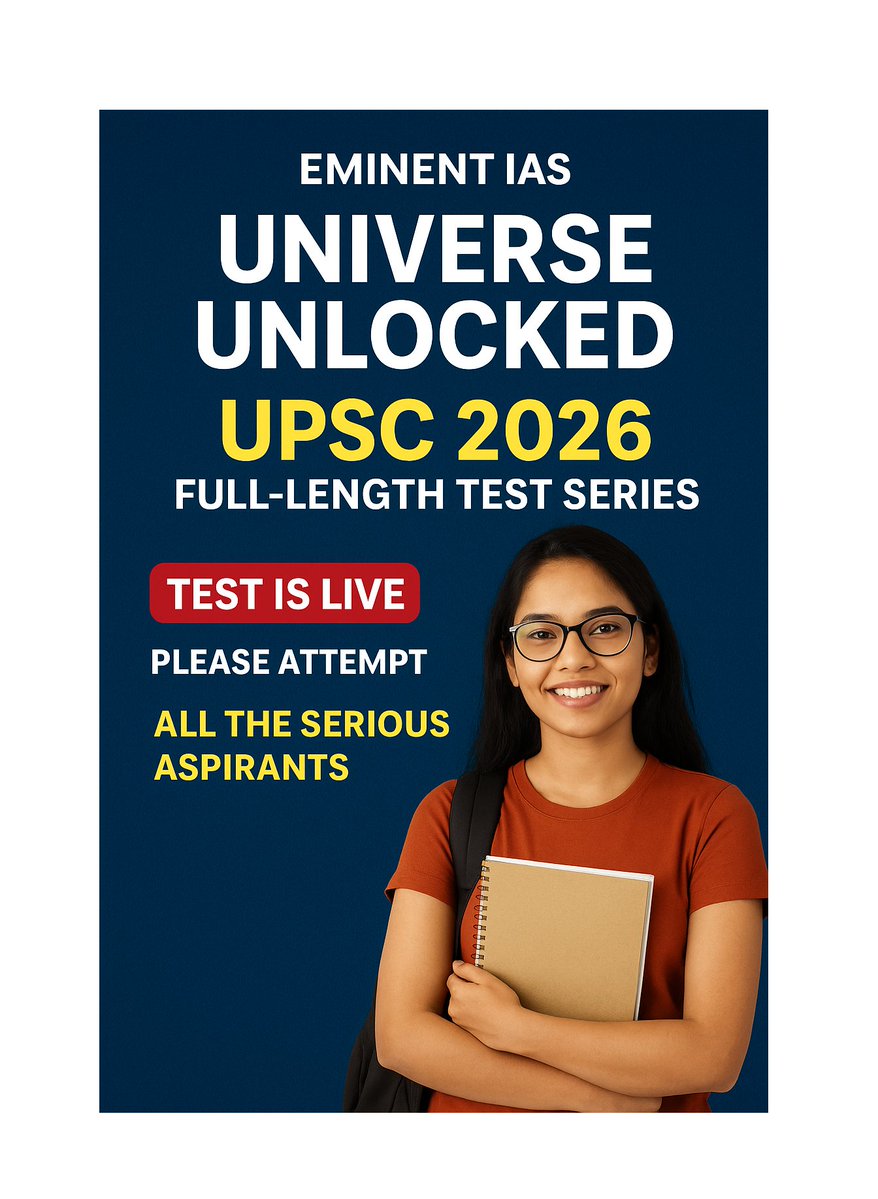 RD_Sir_UPSC's tweet image. 🎯 Universe Unlocked – UPSC 2026 Full-Length Test Series

🚨 Mock Test 04 is LIVE!

Test Link : lnkd.in/djr4XyCf

Sign Up Link : lnkd.in/d5peeuTj [ Register to join our FREE Test Series ]

#UPSC #UPSC2025 #UPSCPrelims #UPSCMains #CurrentAffairs #UPSCPreparation