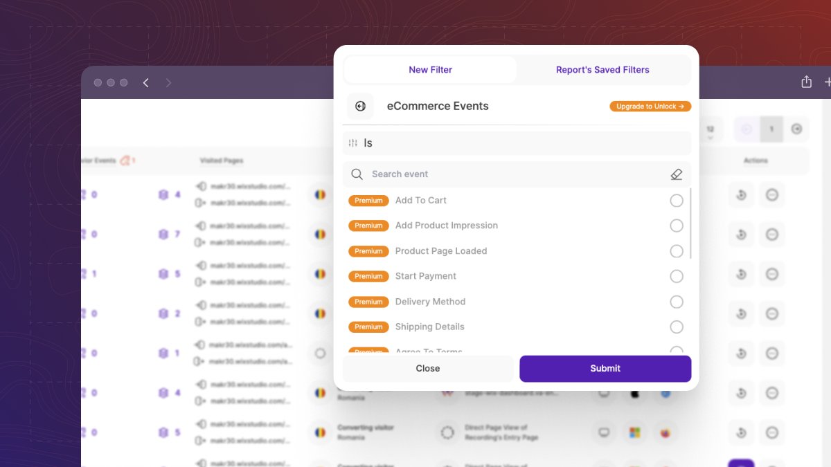 _twipla's tweet image. 🎯New for Wix users: Faster session discovery

You can filter replays by actions like &quot;Purchase&quot;, &quot;Registered&quot;, or any Wix eComm and engagement event - making it easer to find sessions worth watching

▶️ Explore Recordings: tinyurl.com/5bym8m2w

#WebAnalytics
#CustomerInsights