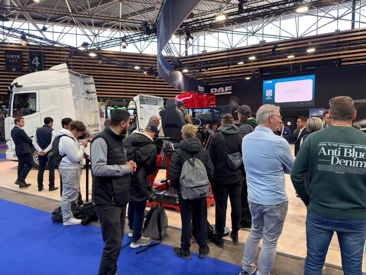 SCSsoftware's tweet image. A big shout-out to our friends at @DAFTrucksNV, who are featuring one of our 4D Motion Sims at their booth at @SOLUTRANS! 🚛🇫🇷

If you’re in Lyon, France this week, be sure to swing by their stand &amp;amp; say hello to the team! We&apos;re happy to be helping support them at this event 🙌