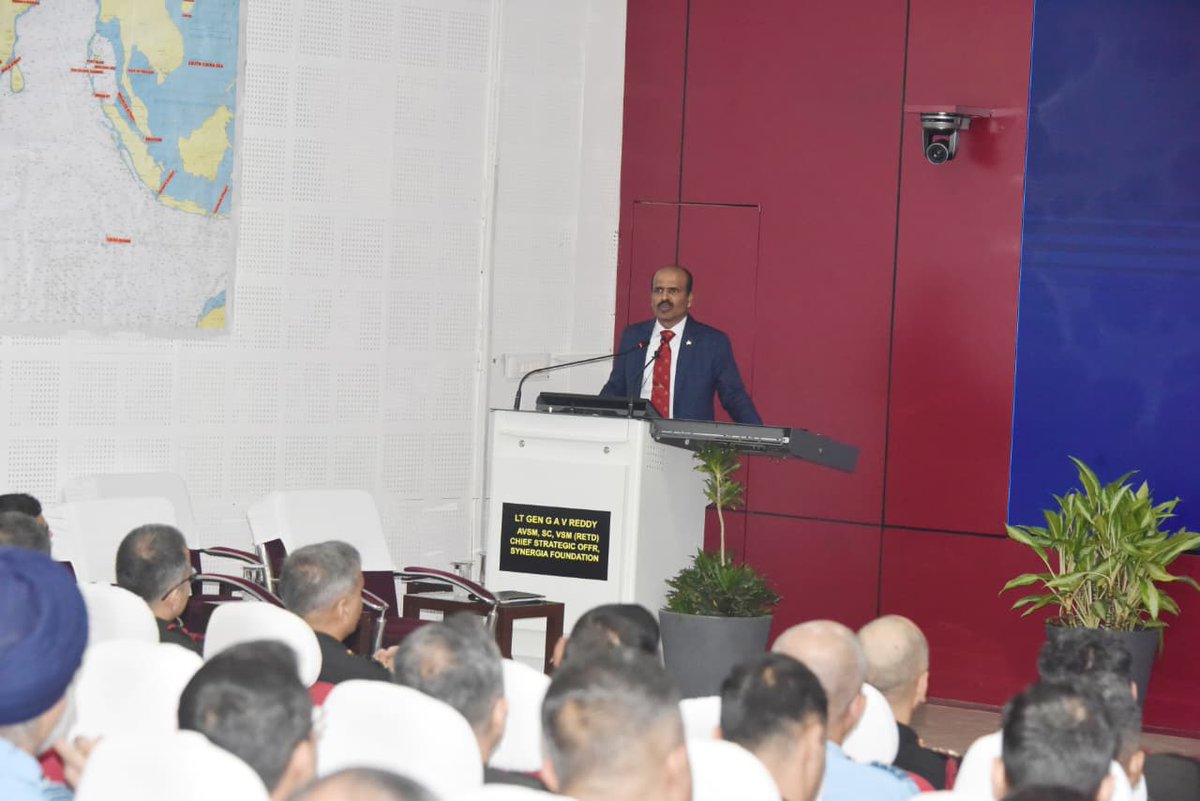 ia_awc's tweet image. Lt Gen GAV Reddy, AVSM, SC (retd), Chief Strategic Officer, @SynergiaFoundation, highlights the crucial role of tech in national security! Speaking at #AWC, he stressed the need for innovation &amp;amp; tech upgrades to stay ahead of evolving threats #NationalSecurity @adgpi @artrac_ia