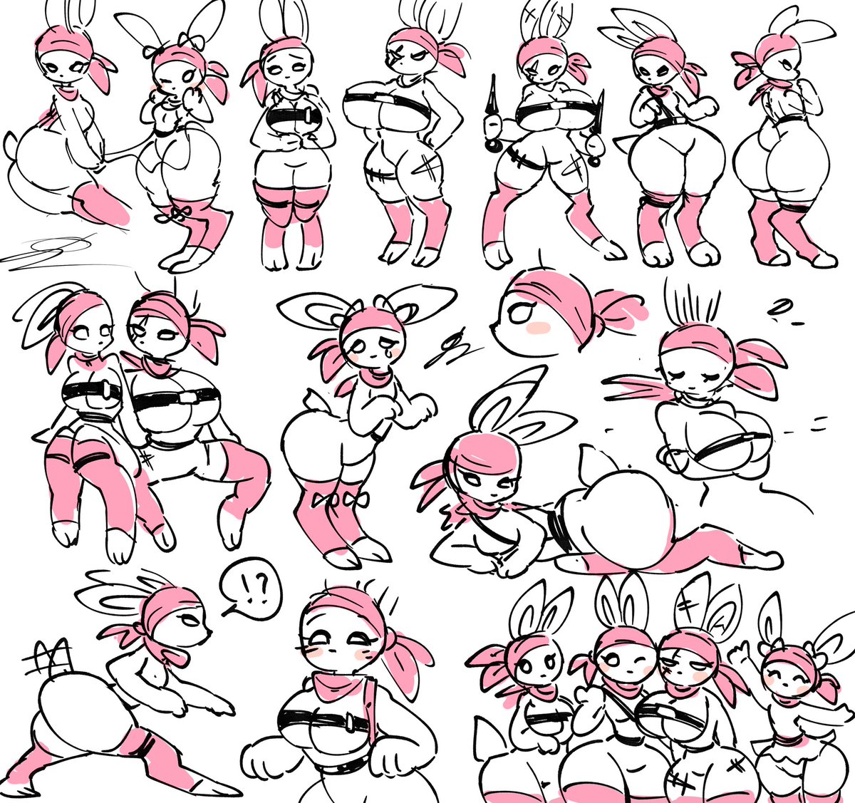 Bunny Gals Doodles🐇🩷🩷🩷🩷
