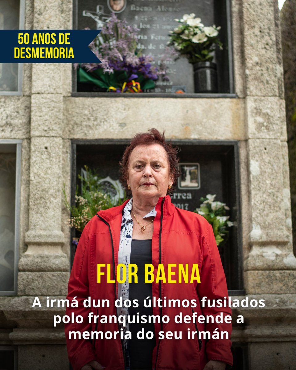 amovidavigo's tweet photo. ✊Ao longo desta semana recuperamos o testemuño de tres vigueses cuxa historia familiar quedou marcada pola represión franquista. Hoxe falamos de Flor Baena, irmá dun dos últimos fusilados do franquismo en 1975.
https://t.co/dYuCeqtz3T https://t.co/Xrd88T2BmY