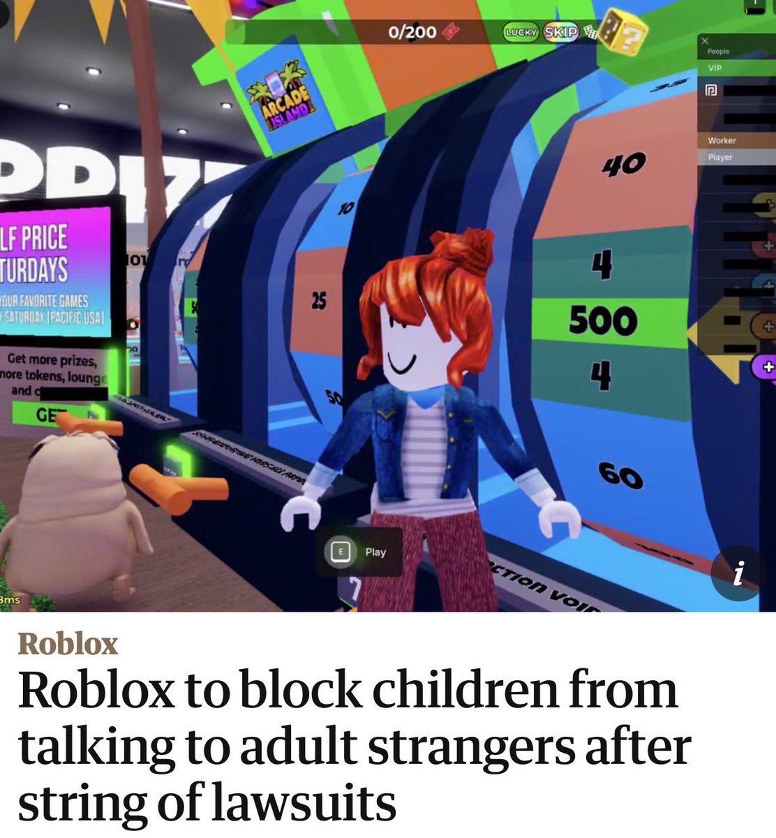 KreekCraft's tweet image. Roblox just announced MASSIVE safety changes.

🚨 Kids will soon be blocked from chatting with adults and anyone outside of their “age groups”.

No in-game chat, no messages, etc. If you’re a kid, you’ll only be able to talk with kids around your age.

Source:
The Guardian