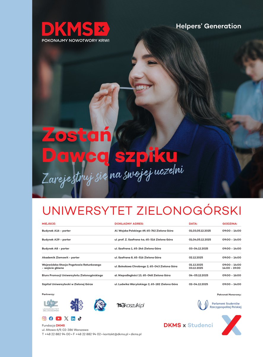 Lodis_LDS's tweet image. Zostaliśmy oficjalnym partnerem regionalnym @DKMS_pl!

Wraz z Uniwersytetem Zielonogórskim wspieramy Fundację DKMS, która pomaga osobom walczącym z nowotworami krwi. Zachęcamy wszystkich uczniów, którzy mogą to zrobić, do rejestracji i udziału w akcji.