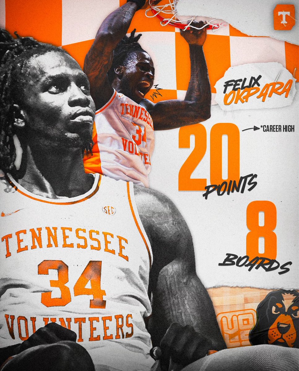 LinkHoops's tweet image. Career High for the big fella in the win for Tennessee! @Felixokpara24 !
#PartOfThePride🦁