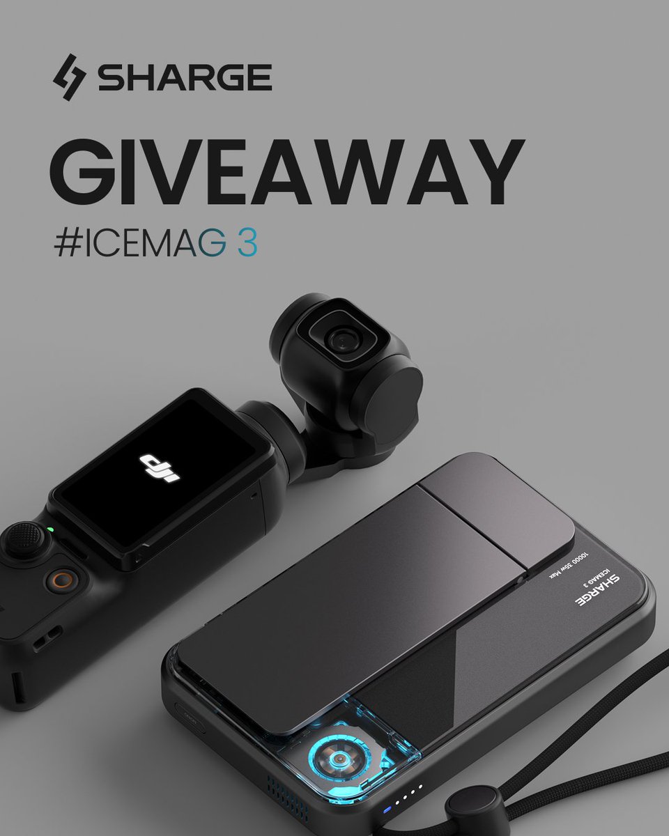 sharge_official's tweet image. #ICEMAG3 GIVEAWAY WIN BIG!
🔴𝙒𝙝𝙖𝙩 𝙮𝙤𝙪 𝙬𝙞𝙣 (Way 1):
▪️The post with the most likes &amp;amp; comments wins the 🏅Grand Prize: 𝗗𝗝𝗜 𝗣𝗼𝗰𝗸𝗲𝘁𝟯 + 𝗜𝗖𝗘𝗠𝗔𝗚 𝟯. 

🟡𝙒𝙚’𝙡𝙡 𝙖𝙡𝙨𝙤 𝙧𝙖𝙣𝙙𝙤𝙢𝙡𝙮 𝙨𝙚𝙡𝙚𝙘𝙩 (Way 2):
▪️Second-Prize*5 → ICEMAG 3 Power Bank 🧊…