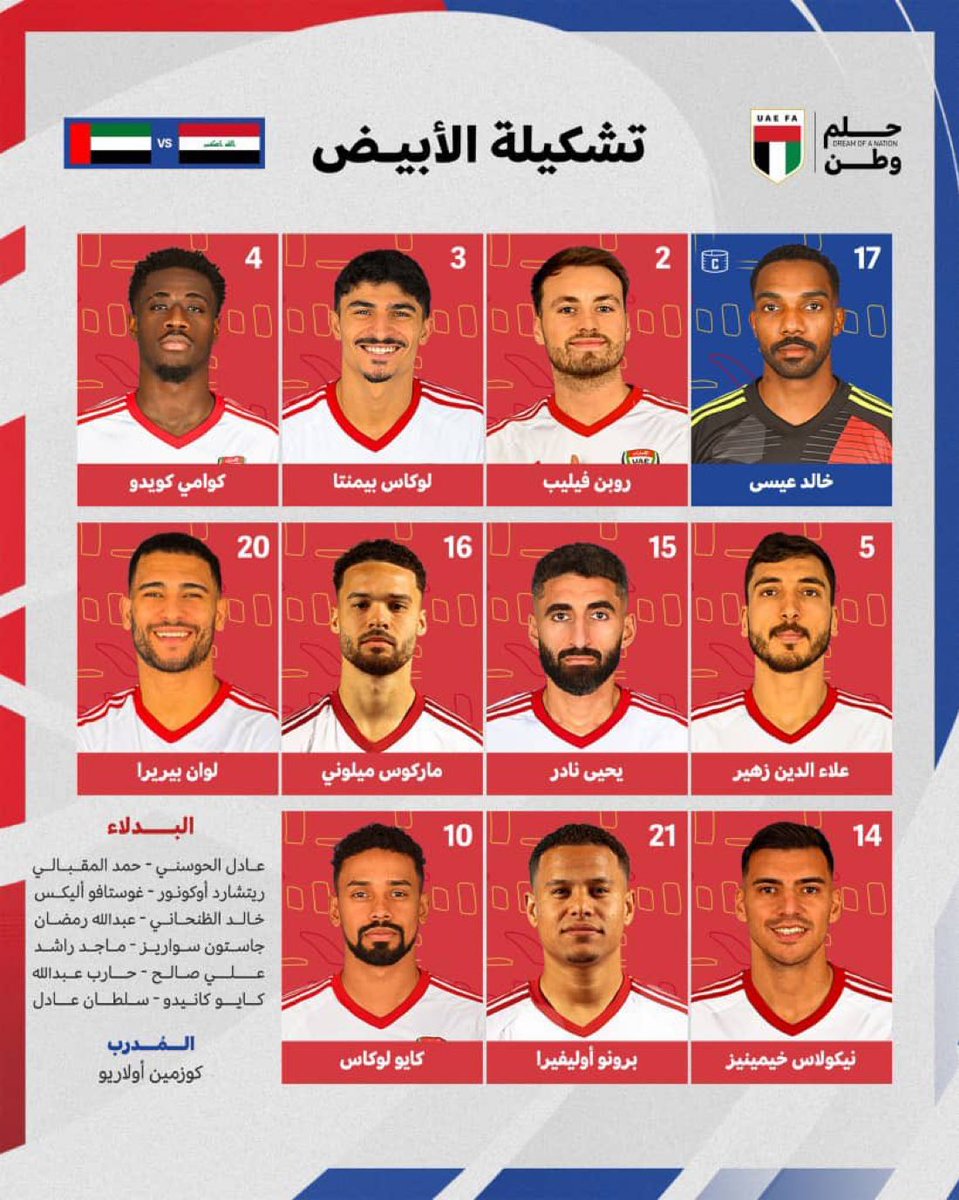 1SMi_'s tweet image. 🚨🚨🚨 عاااااااااااااااااااااااااااااااااااااااااااجل :

تشكيلة الامارات امام العراق اليوم!😨🇦🇪