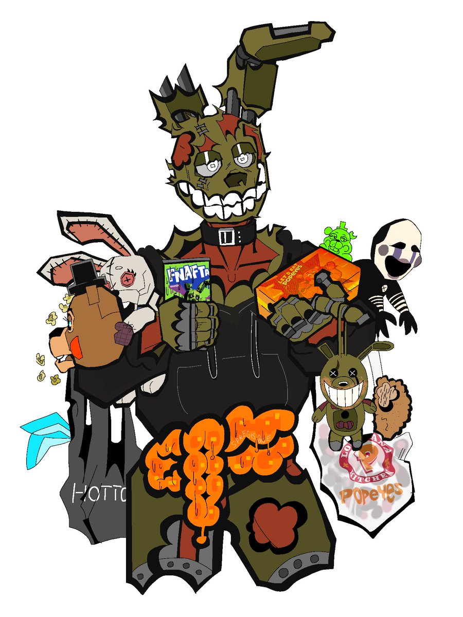 katmations68360's tweet image. He tried to buy everything he possible can to bring to the movie with him.  #FNAF #Springtrap #myart #hex #fnaf2movie