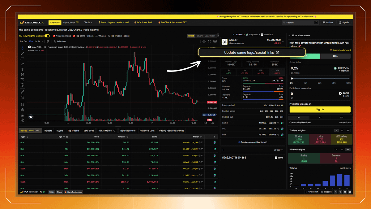 DexCheck_io's tweet image. What do you mean you pay $300 to update your project’s socials on a Dex tracker?

Social data update is free on DexCheck.

Visit your project’s page, update any data for free, and grow your community