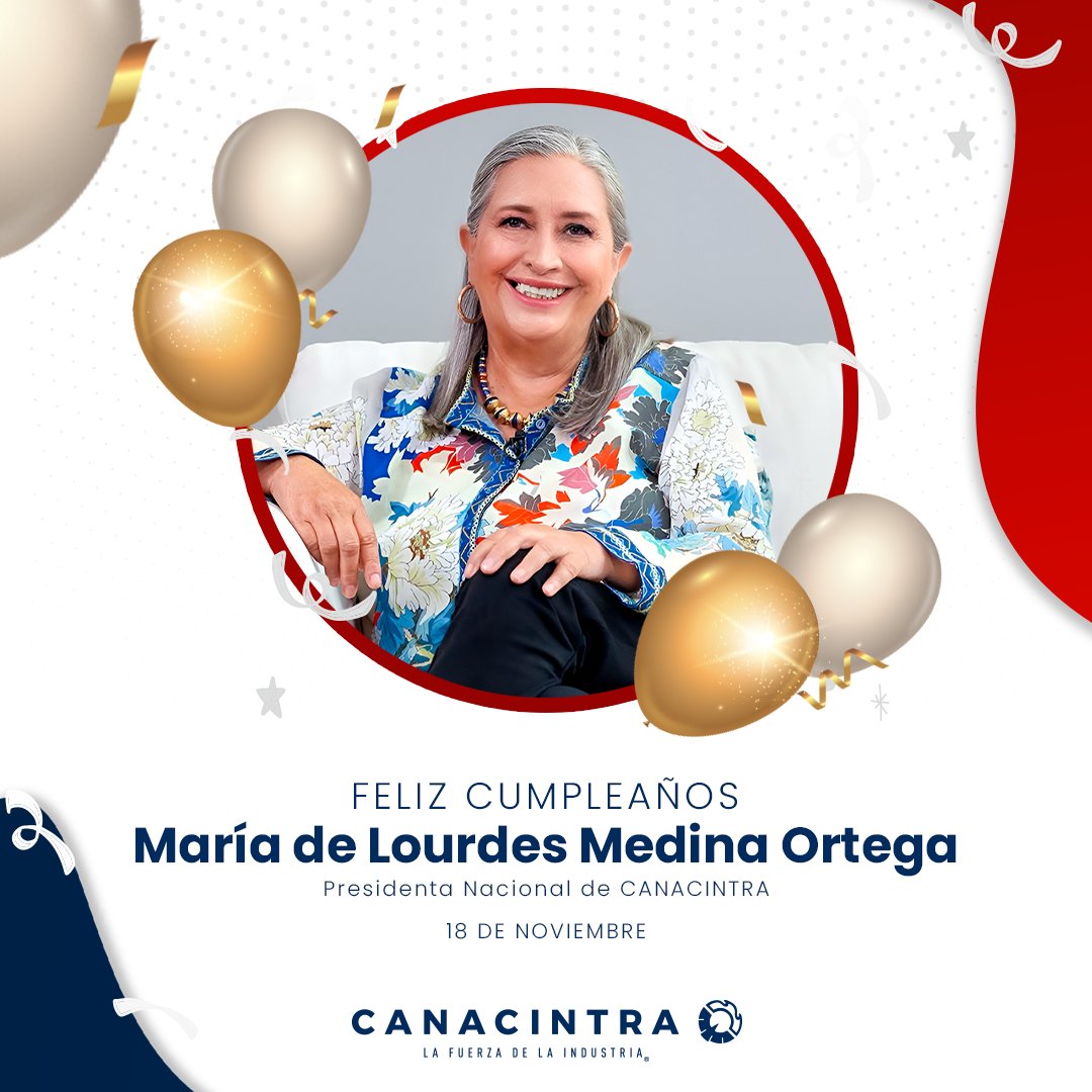 🎂 Felicitamos a nuestra Presidenta, Dra. <a href="/LourdesMedinaO/">Lourdes Medina</a>, por su cumpleaños. Su liderazgo y compromiso fortalecen día a día la competitividad del sector industrial. Reconocemos su trabajo para generar oportunidades para las y los industriales de México.🎈
¡MUCHAS FELICIDADES!
