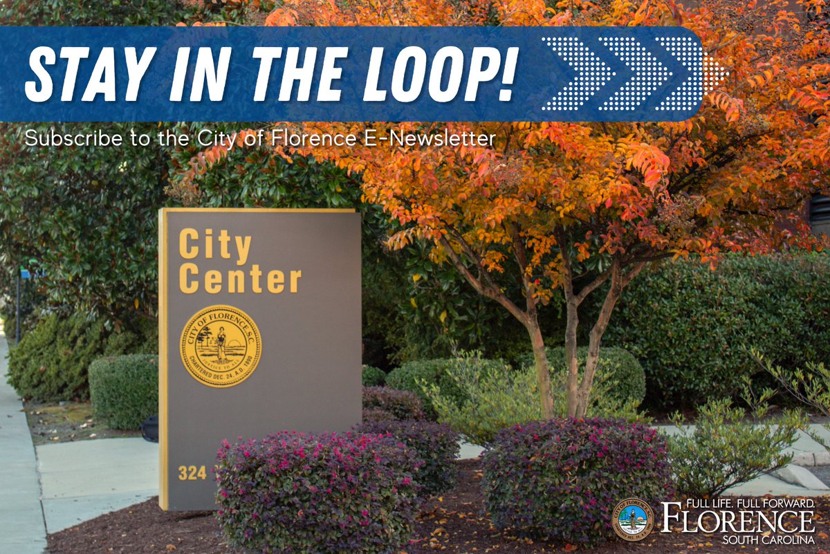 scflorencecity's tweet image. Subscribe now so you can receive tomorrow&apos;s e-newsletter filled with the latest city news! 📲📰 mailchi.mp/cityofflorence…

#StayintheLoop #CityofFlorenceSC #FullLifeFullForward