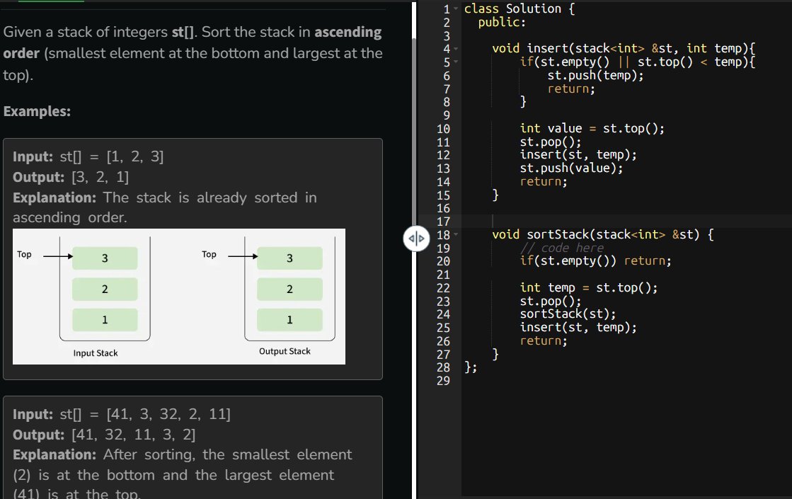 codewithpiyus's tweet image. 60DaysOfCode - Day 17

Recursion Problems (Stack-based):
💠 Sort a Stack using Recursion ✅
💠 Reverse a Stack using Recursion ✅

@striver_79
@takeUforward_
#Programming #DSAinCPP #TUF #TUFWinterArc #60DaysOfCode #TechCommunity