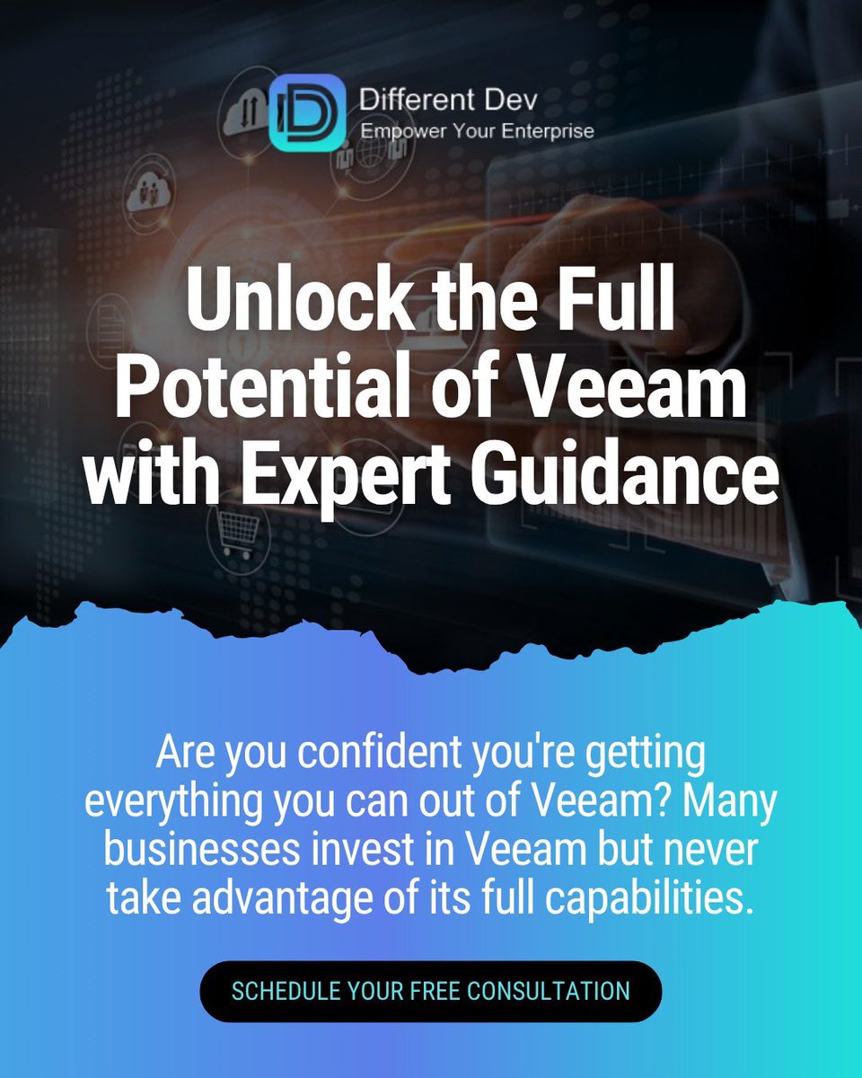 DifferentDev1's tweet image. Take the next step toward smarter, faster, and stronger data management today. 🔗 sales.differentdev.com/#book-now #dataprotection #veeam #backupsolutions