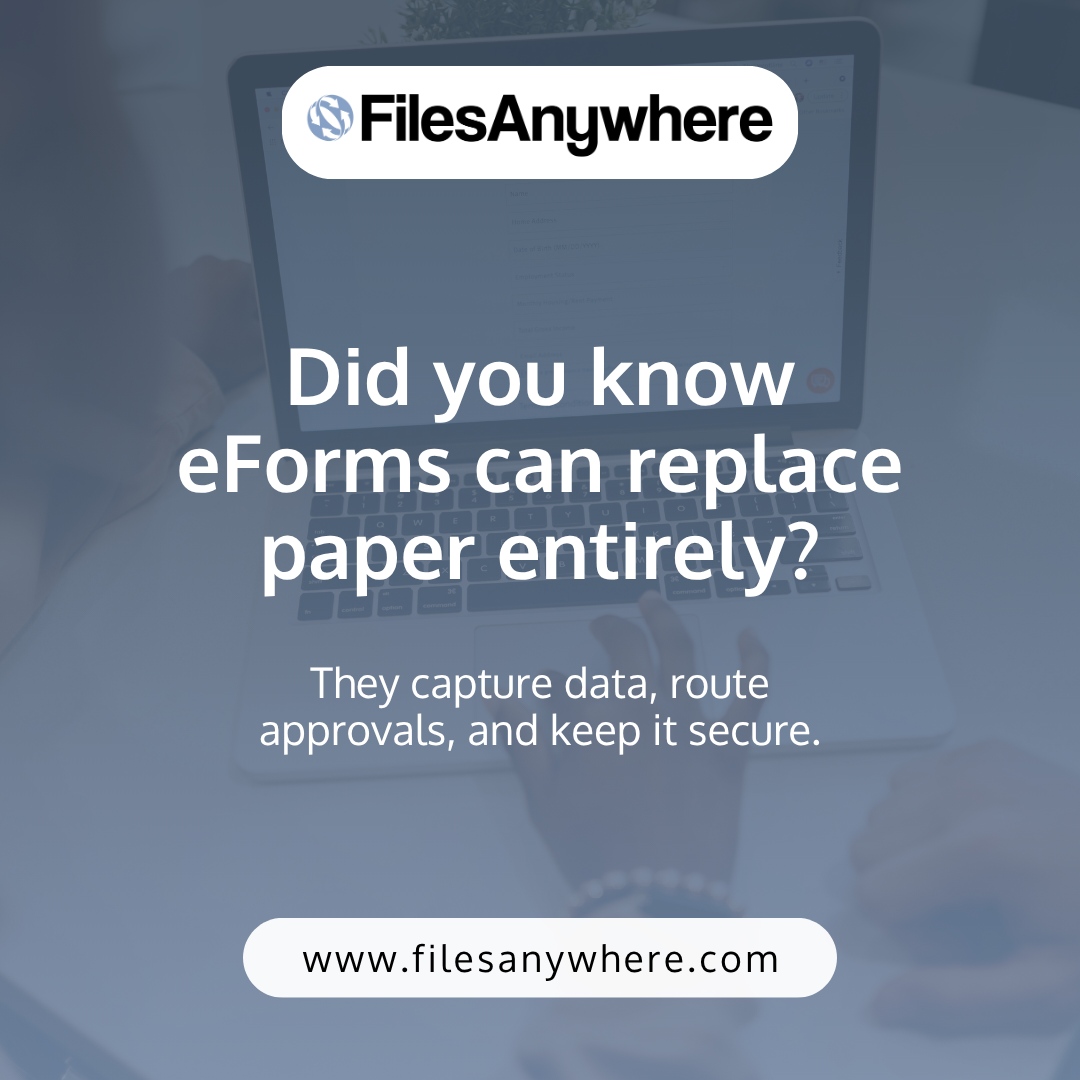 FilesAnywhere's tweet image. Filing cabinets are history. FilesAnywhere eForms turn submissions into secure, structured data with built-in metadata. Approvals route instantly, and nothing gets lost.

See how digital forms simplify workflows: filesanywhere.com/eforms-builder/

 #filesanywhere #eforms