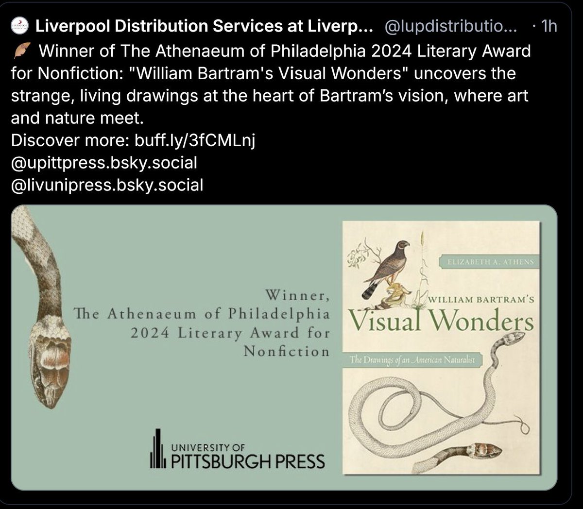 Wonderful to see this amazing work win an award! I wrote a review of it for <a href="/SHNHSocNatHist/">SHNH</a> 

euppublishing.com/doi/10.3366/an…