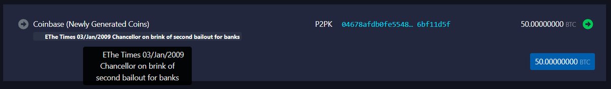 That line in the Genesis Block always gets me.

The Times 03/Jan/2009 Chancellor on brink of second bailout for banks.

A reminder of what we hoped for, and how broken the old financial system was.