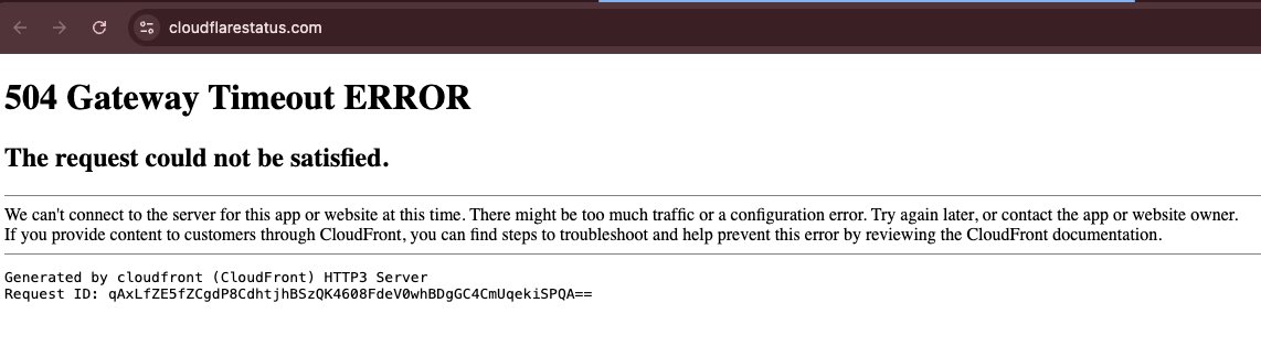cvrajeesh's tweet image. Cloudflare&apos;s status page itself had brief downtime. 

Luckily it’s hosted on AWS, which is a good thing.