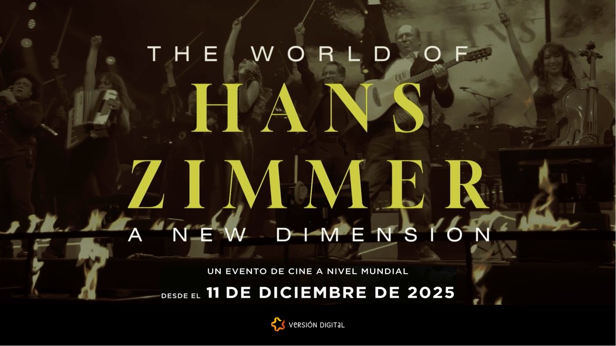 versiondigital's tweet image. 🎬 The World of Hans Zimmer – A New Dimension
La música del cine cobra vida en pantalla grande. Orquesta en vivo, visuales épicos y una aparición especial de Zimmer.
🗓️ Desde el 11/12/25, solo en cines.
#HansZimmer #CineEnConcierto youtu.be/YhdiFeVEw74