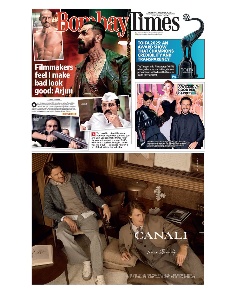 bombaytimes's tweet photo. Today's P1: #ArjunRampal reflects on embracing intensity, finding balance, and staying grounded through the highs and lows of the industry; and more
Read: https://t.co/zhUN5PNtEu
#Toifa https://t.co/6VzAGY85cm