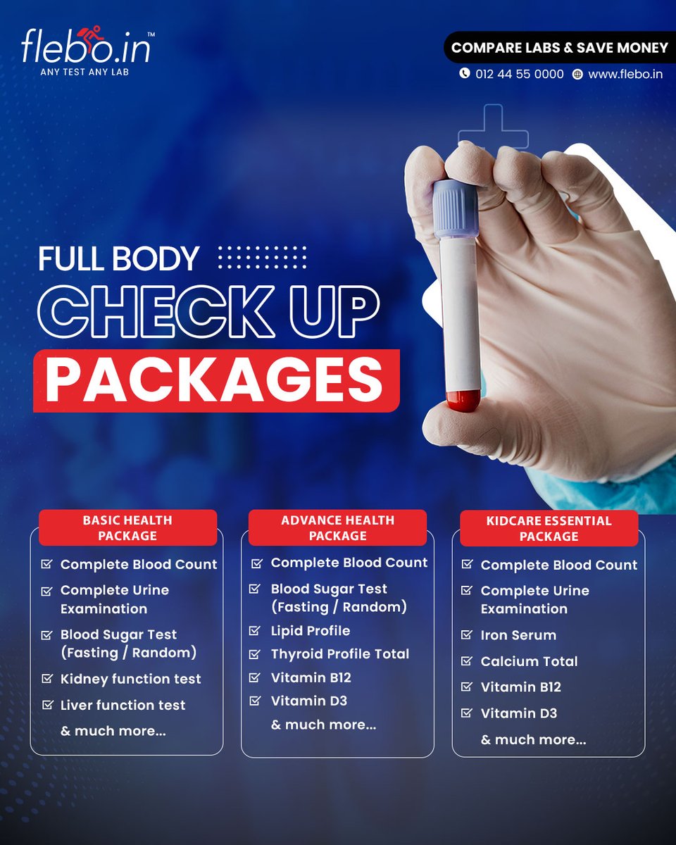 Choose from Basic, Advance, or KidCare Essential Packages, all designed for every age and every need.
Visit: flebo.in or 📞012 44 55 0000
Share this post and earn cash up to ₹5000*
*T&amp;Cs Apply
#Trending  #ourbloodrelations #anytestanylab #AllReportsAlwaysAvailable