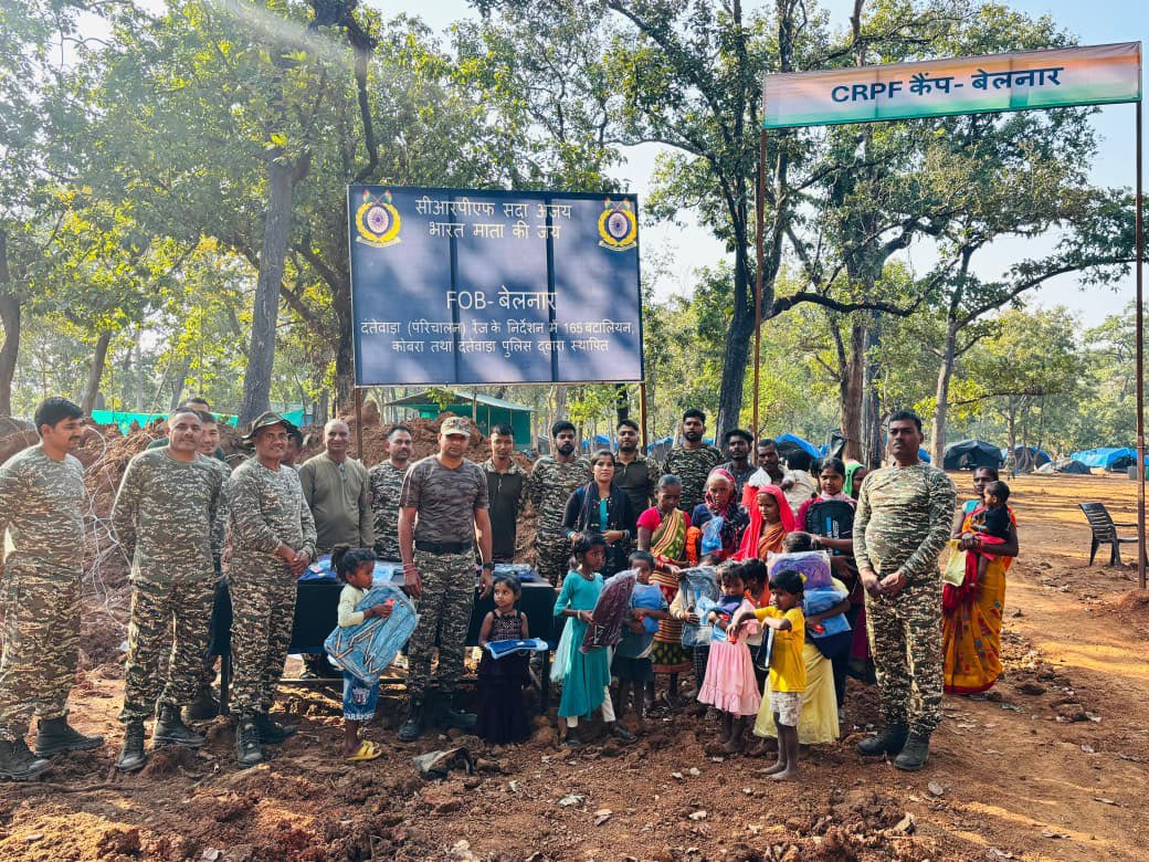 Today, B/165 Bn located at #Belnar , #Bijapur organized a #CivicActionProgramme at FOB #Belnar a naxal affected area distributing school uniforms and bags for Children &amp; Aaya staff. A small effort towards supporting education and community welfare. 🇮🇳 #CivicActionProgramme #CRPF