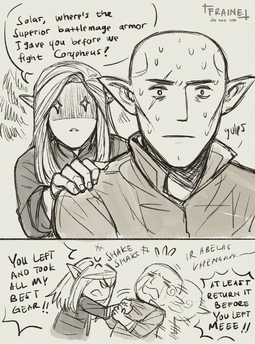 re_Fraine's tweet image. Now that both of them are in the fade, she could ask Solas the most important question #Solavellan