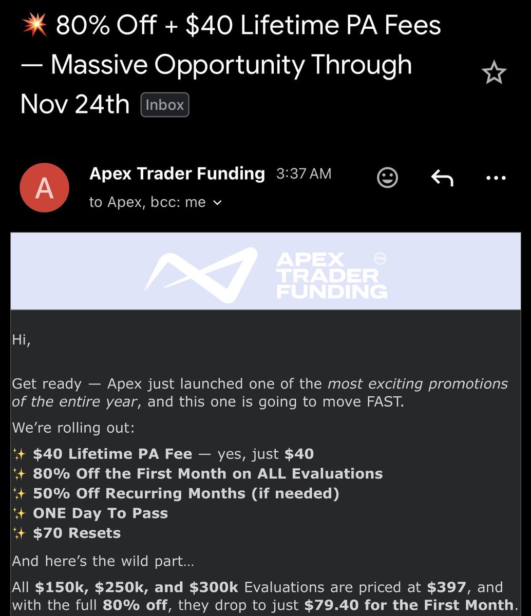 noahbtrades's tweet photo. All in $75!!! 

Wow, best sale I’ve seen Apex ever do 

Code: NOAHB 

I’m stacking up 20 this go around! https://t.co/nbEGgm2mpv