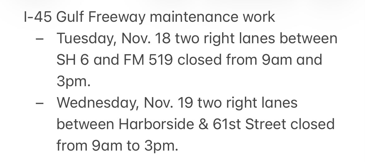 TxDOTHouston's tweet image. Heads up! I-45 closures in Galveston County today and tomorrow for maintenance work.