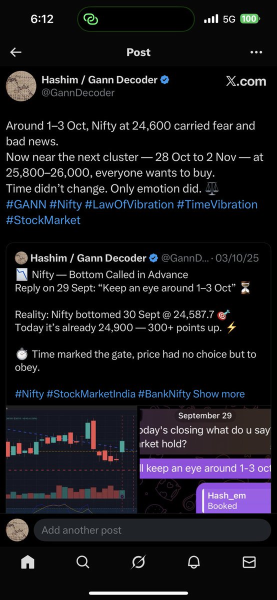 GannDecoder's tweet image. Nothing has changed since the post on 22 Oct.
Nifty was hovering around 26,000–26,100 then… and during the 11–14 Nov cluster, it’s still at the same vibration.

Time remained constant.
Only traders’ emotions oscillated.

Big players made money inside the range.
Retailers lost…